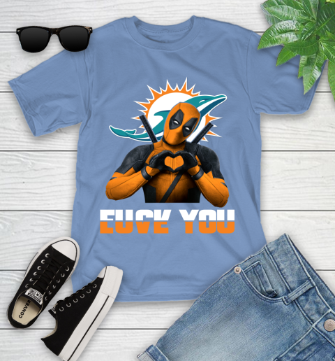 NHL Miami Dolphins Deadpool Love You Fuck You Football Sports Youth T-Shirt 15