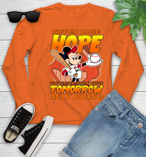 Cleveland Indians MLB Baseball Mickey Disney Never Lose Hope Youth Long Sleeve 3