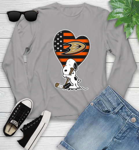 Anaheim Ducks NHL Hockey The Peanuts Movie Adorable Snoopy Youth Long Sleeve 5