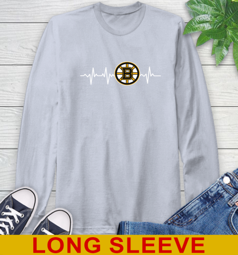 Boston Bruins NHL Hockey Heart Beat Shirt Long Sleeve T-Shirt 6