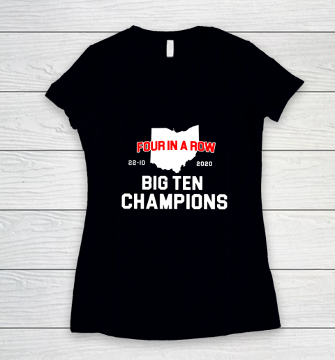 Big Ten Champions Four in a Row 2020 Women's V-Neck T-Shirt