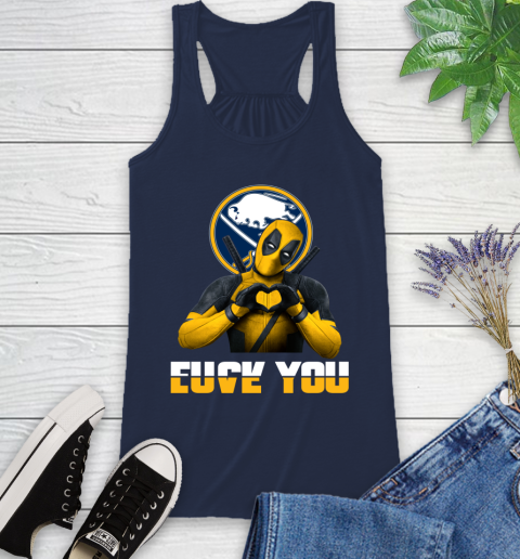 NHL Buffalo Sabres Deadpool Love You Fuck You Hockey Sports Racerback Tank 9