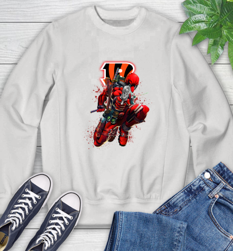 NFL Deadpool Marvel Comics Sports Football Cincinnati Bengals Sweatshirt