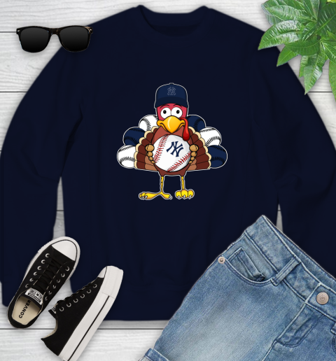New York Yankees Turkey thanksgiving Youth Sweatshirt 3