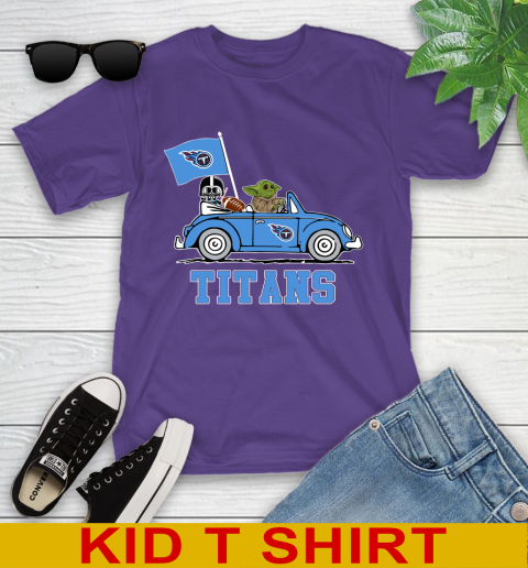 NFL Football Tennessee Titans Darth Vader Baby Yoda Driving Star Wars Shirt Youth T Shirt