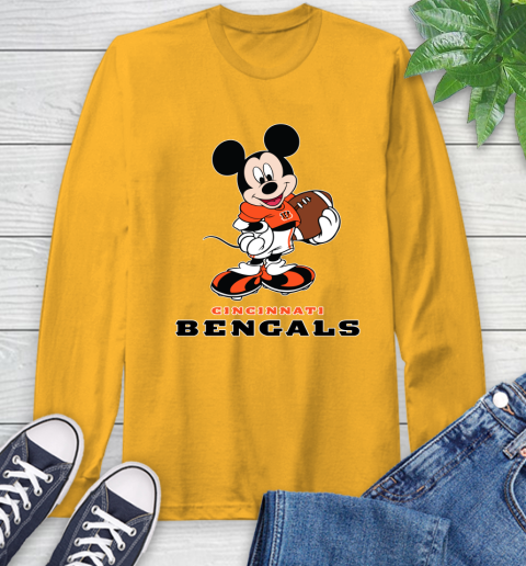 NFL Football Cincinnati Bengals Cheerful Mickey Mouse Shirt Long Sleeve T-Shirt 3