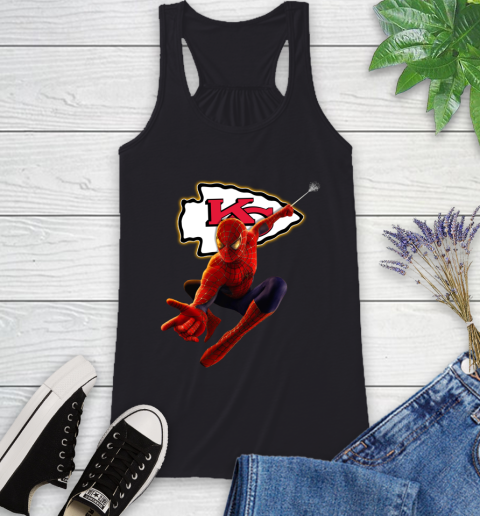 NFL Spider Man Avengers Endgame Football Kansas City Chiefs Racerback Tank 2