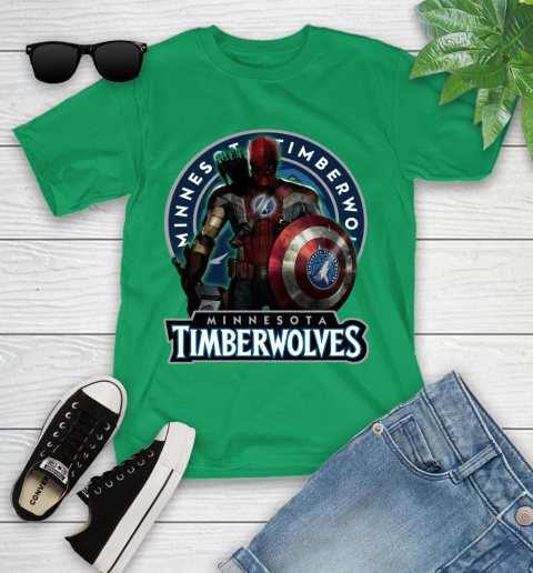 Minnesota Timberwolves NBA Basketball Captain America Thor Spider Man Hawkeye Avengers Youth T-Shirt 6