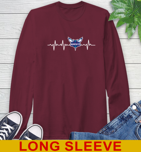 Charlotte Hornets NBA Basketball Heart Beat Shirt Long Sleeve T-Shirt 7