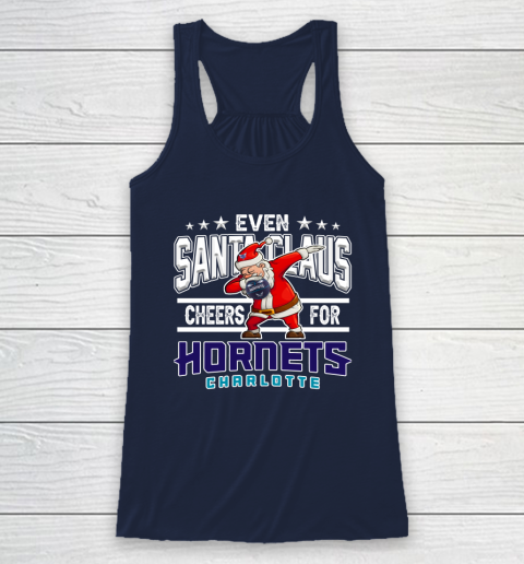 Charlotte Hornets Even Santa Claus Cheers For Christmas NBA Racerback Tank 8
