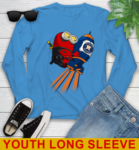 MLB Baseball Houston Astros Deadpool Minion Marvel Shirt Youth Long Sleeve 8