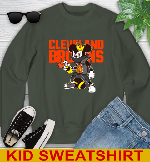 Cleveland Browns NFL Football Mickey Peace Sign Sports Youth Sweatshirt 9