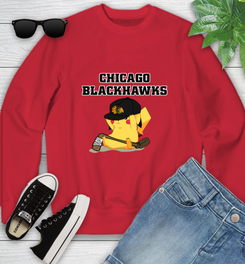 NHL Pikachu Hockey Sports Chicago Blackhawks Youth Sweatshirt 9