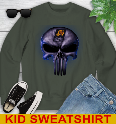 Phoenix Suns NBA Basketball Punisher Skull Sports Youth Sweatshirt 8
