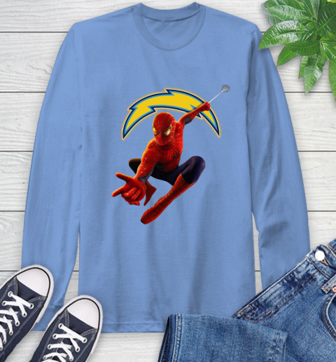 NFL Spider Man Avengers Endgame Football Los Angeles Chargers Long Sleeve T-Shirt 12 NFL Spider Man Avengers Endgame Football Los Angeles Chargers Long Sleeve T-Shirt - Image 12
