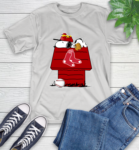 MLB Boston Red Sox Snoopy Woodstock The Peanuts Movie Baseball T Shirt T-Shirt