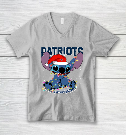 New England Patriots NFL Football noel stitch Christmas V-Neck T-Shirt 2