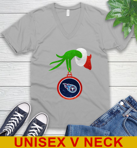 Tennessee Titans Grinch Merry Christmas NFL Football V-Neck T-Shirt 4
