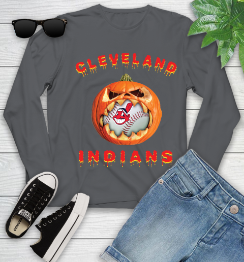MLB Cleveland Indians Halloween Pumpkin Baseball Sports Youth Long Sleeve 8