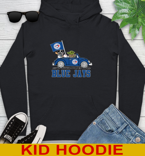 MLB Baseball Toronto Blue Jays Darth Vader Baby Yoda Driving Star Wars Shirt Youth Hoodie 2