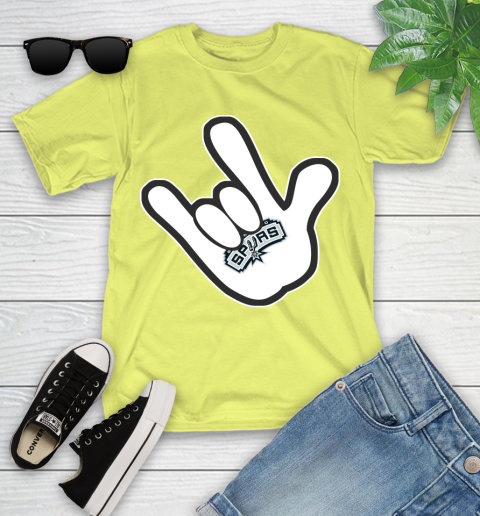 San Antonio Spurs NBA Basketball Mickey Rock Hand Disney Youth T-Shirt 8