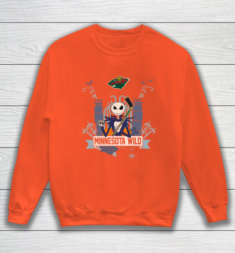 NHL Minnesota Wild Hockey Jack Skellington Halloween Sweatshirt 3