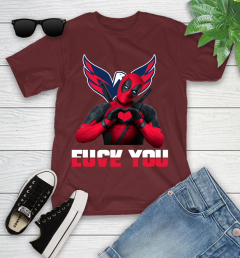 NHL Washington Capitals Deadpool Love You Fuck You Hockey Sports Youth T-Shirt 14