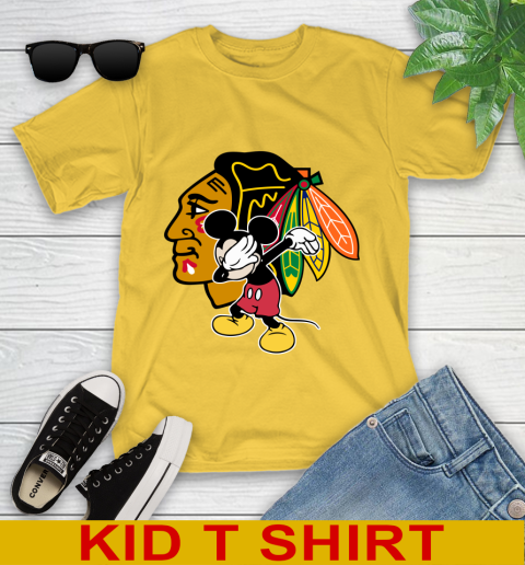 Chicago Blackhawks NHL Hockey Dabbing Mickey Disney Sports Youth T-Shirt 8