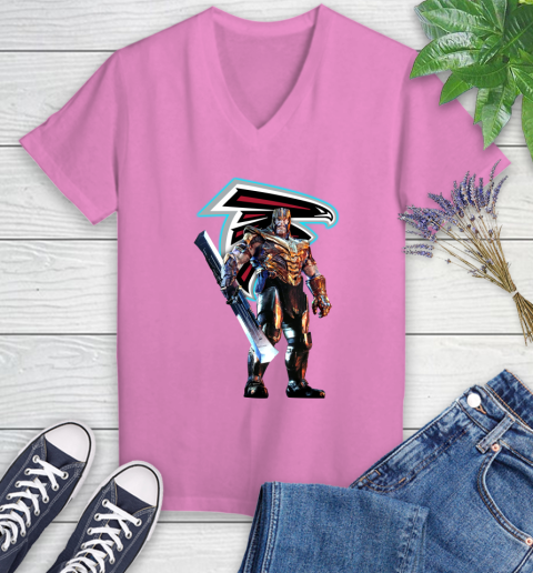 NFL Thanos Gauntlet Avengers Endgame Football Atlanta Falcons Women's V-Neck T-Shirt 14
