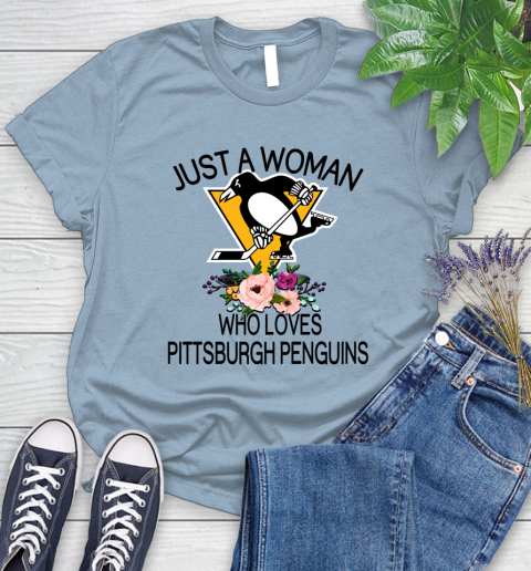 NHL Just A Woman Who Loves Pittsburgh Penguins Hockey Sports Women's T-Shirt 6