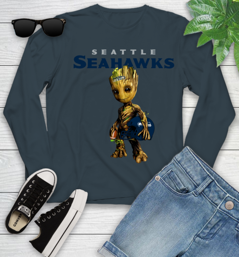 Seattle Seahawks NFL Football Groot Marvel Guardians Of The Galaxy Youth Long Sleeve 8