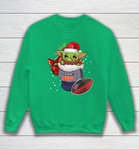 Cleveland Browns Christmas Baby Yoda Star Wars Funny Happy NFL Sweatshirt 6