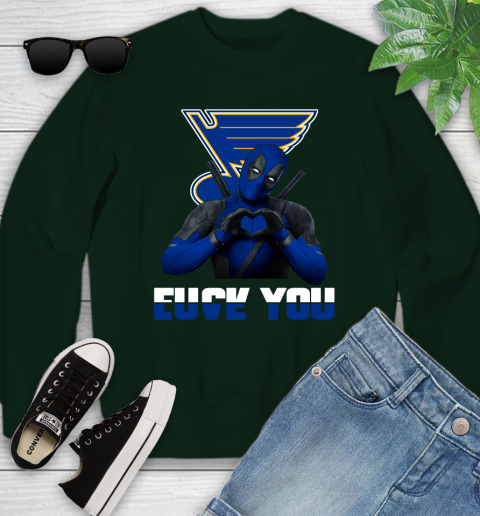 NHL St.Louis Blues Deadpool Love You Fuck You Hockey Sports Youth Sweatshirt 9