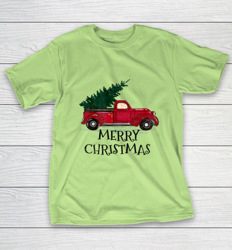 Vintage Red Truck With Merry Christmas Tree T-Shirt 6