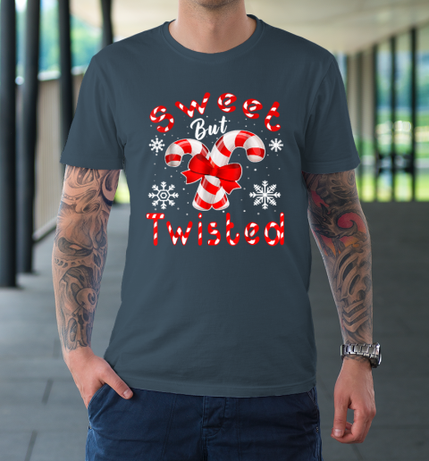 Candy Cane Sweet But Twisted Funny Merry Christmas T-Shirt 4