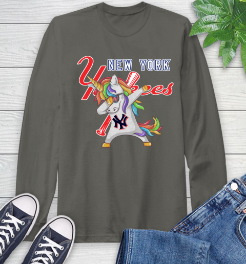 New York Yankees MLB Baseball Funny Unicorn Dabbing Sports Long Sleeve T-Shirt 8