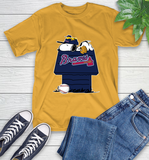 MLB Atlanta Braves Snoopy Woodstock The Peanuts Movie Baseball T Shirt T-Shirt 3