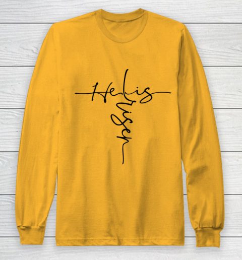 Easter He is Risen Cross Christian Long Sleeve T-Shirt 2
