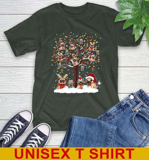 Pug dog pet lover light christmas tree shirt 6