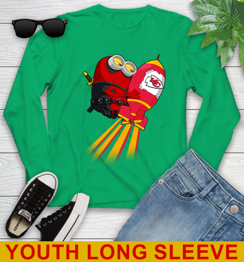 NFL Football Kansas City Chiefs Deadpool Minion Marvel Shirt Youth Long Sleeve 7