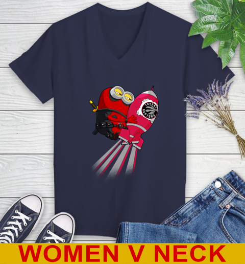 NBA Basketball Toronto Raptors Deadpool Minion Marvel Shirt Women's V-Neck T-Shirt 12