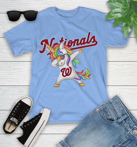 Washington Nationals MLB Baseball Funny Unicorn Dabbing Sports Youth T-Shirt 11