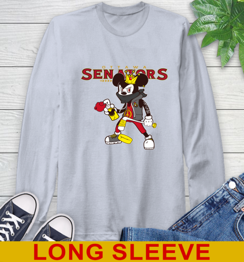Ottawa Senators NHL Hockey Mickey Peace Sign Sports Long Sleeve T-Shirt 6