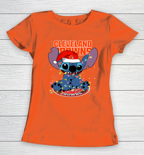 Cleveland Browns NFL Football noel stitch Christmas Women's T-Shirt 2