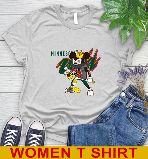 Minnesota Wild NHL Hockey Mickey Peace Sign Sports Women's T-Shirt