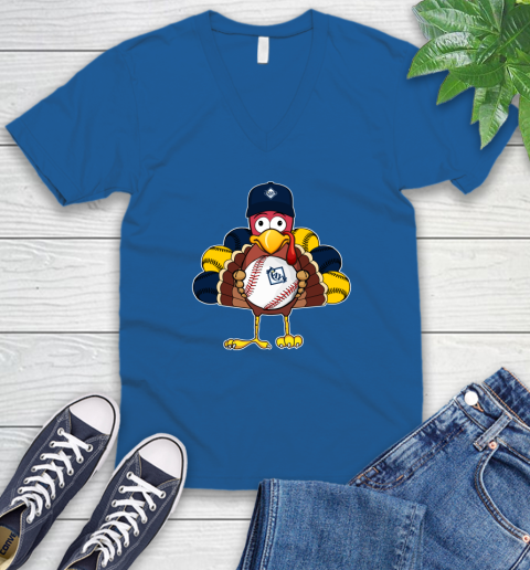 Tampa Bay Rays Turkey thanksgiving V-Neck T-Shirt 6