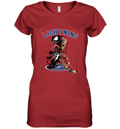 NHL Tampa Bay Lightning Hockey Venom Groot Guardians Of The Galaxy tX53pYqwjVC women v neck t shirt 39 95 151514 front red