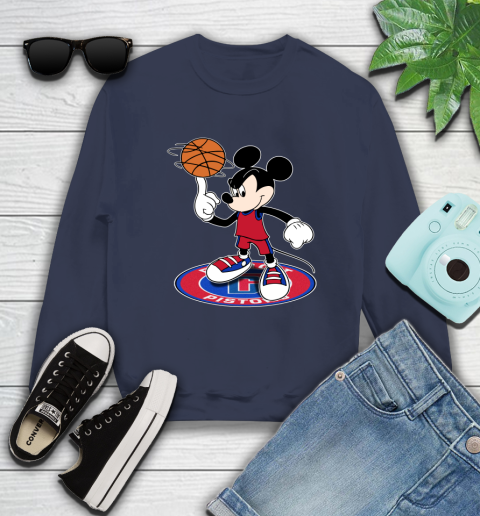 NBA Basketball Detroit Pistons Cheerful Mickey Disney Shirt Sweatshirt 3