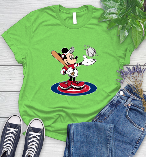 MLB Baseball Chicago Cubs Cheerful Mickey Disney Shirt Women's T-Shirt 10