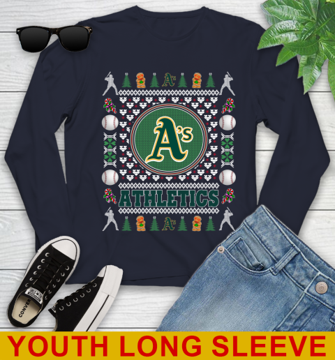 Oakland Athletics Merry Christmas MLB Baseball Loyal Fan Youth Long Sleeve 2